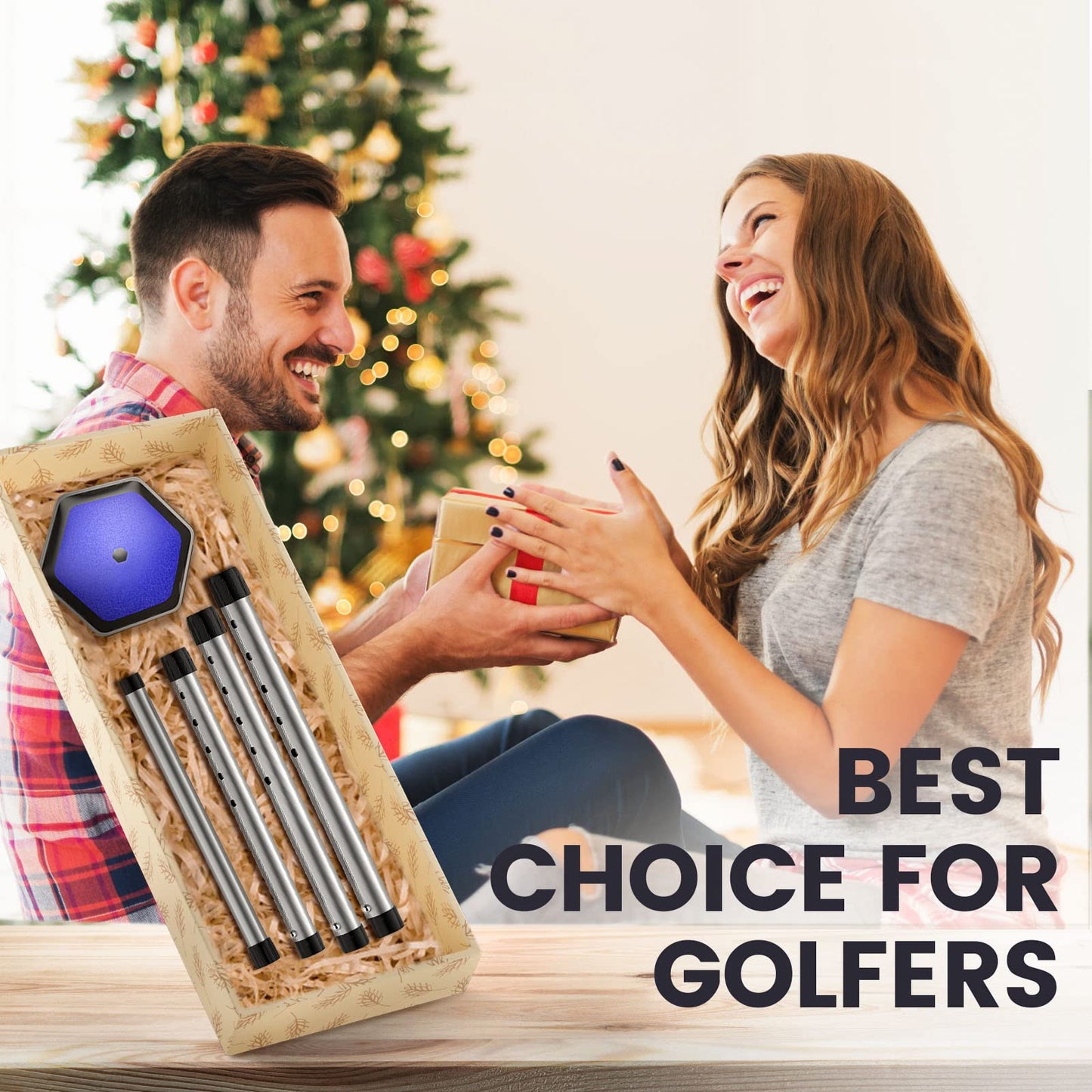 ToVii Golf Stiff Arm Club Protector, Sturdy Aluminum Alloy Golf Travel Bag Support Rod and Thickened Hexagon Support Top, Premium Golf Stiff Arm Travel Support System Protector Clubs (Blue)