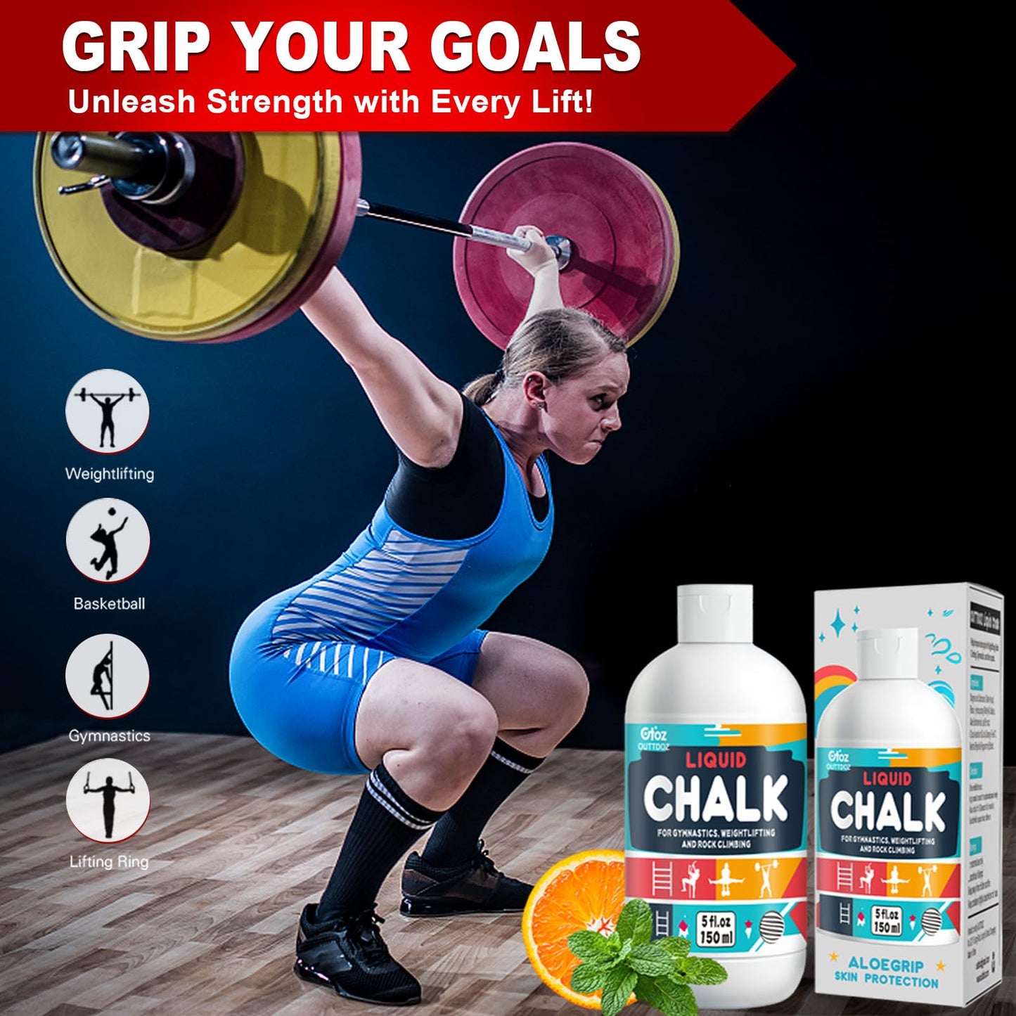 OUTTDOZ Liquid Chalk 5 oz 1 Pack for Weightlifting, Climbing & Gymnastics