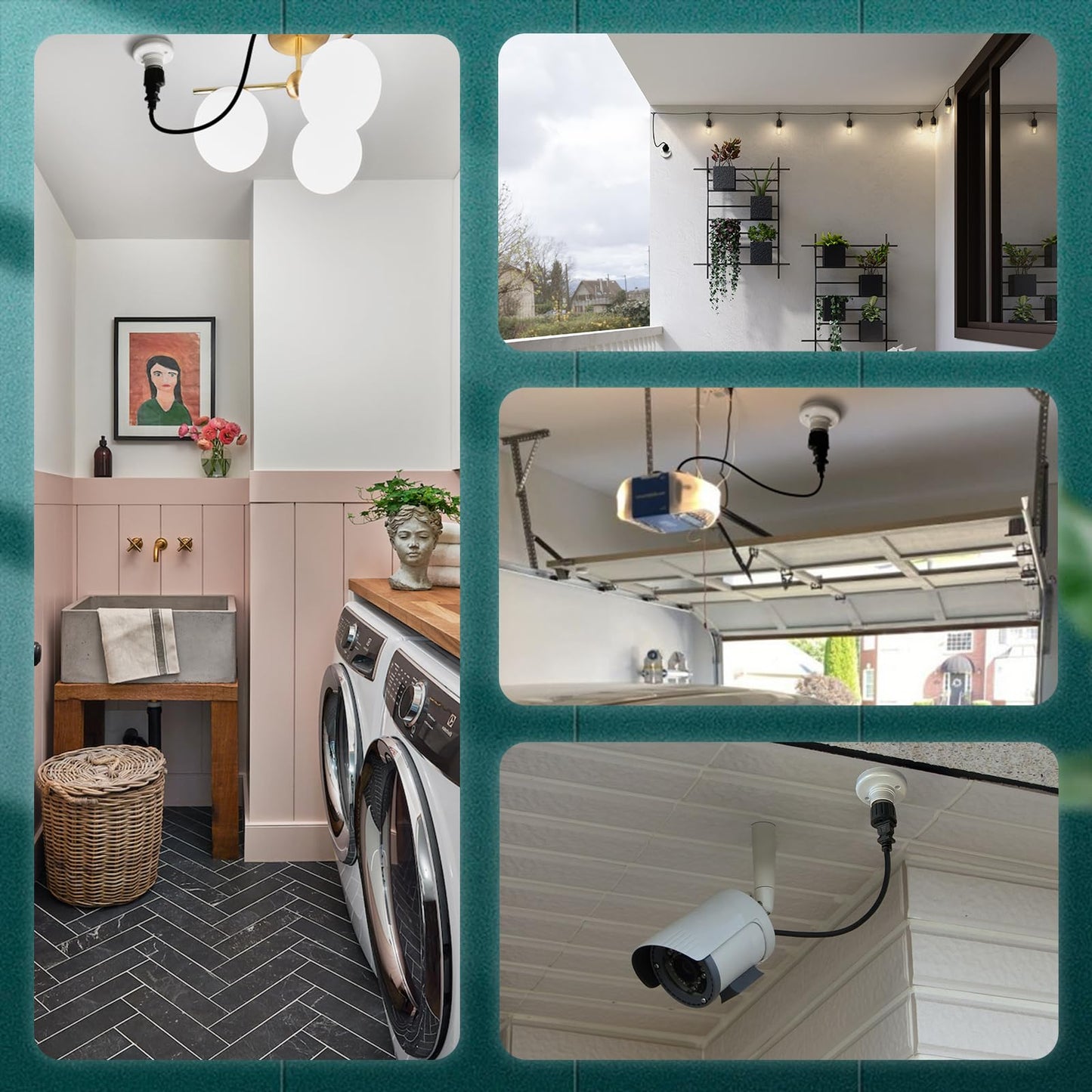 3 Prong Light Socket Adapter, E26 E27 Outlet Adapter, Stability & Professional Materials (White)