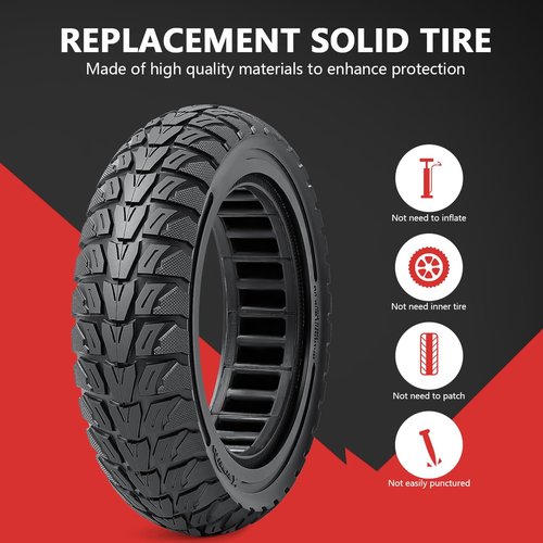 2 PCS 9.5X2.5-6.1 Solid Tire,9.5 Inches Electric Scooter Wheels 9.5 x 2.5 Solid Tires Front or Rear Replacement Solid Rubber Tires Compatible with 9.5x2.5 Electric Scooter Tire(P-1006)