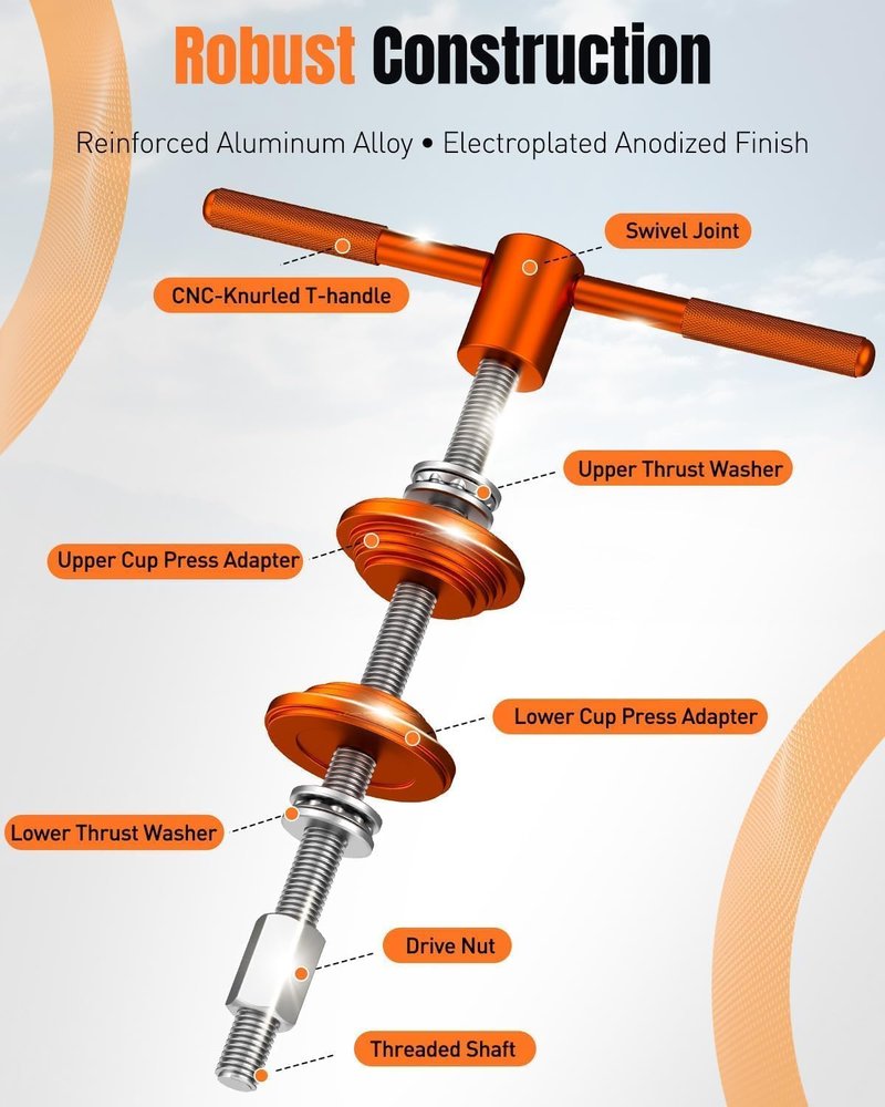 Pawfly Bike Headset Press Tool, Bicycle Headset Bearing Press-in Tool, Bike Headset Cup and Bottom Bracket Press Install Tool for Most BBS, with 1-1/8 Inch Carbon Fiber Headset Spacers