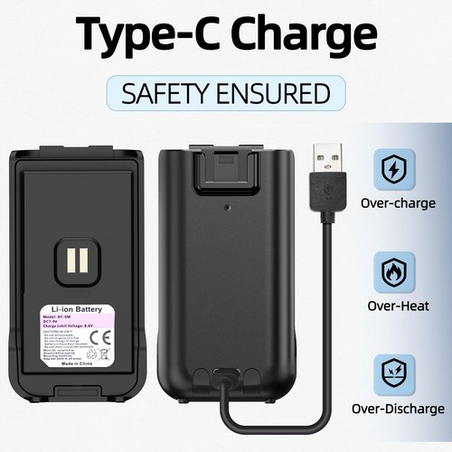 BAOFENG UV-5R MINI Radio Battery UV 5R MINI Walkie Talkies with USB-C Charger for Two Way Radio (2 Pack)