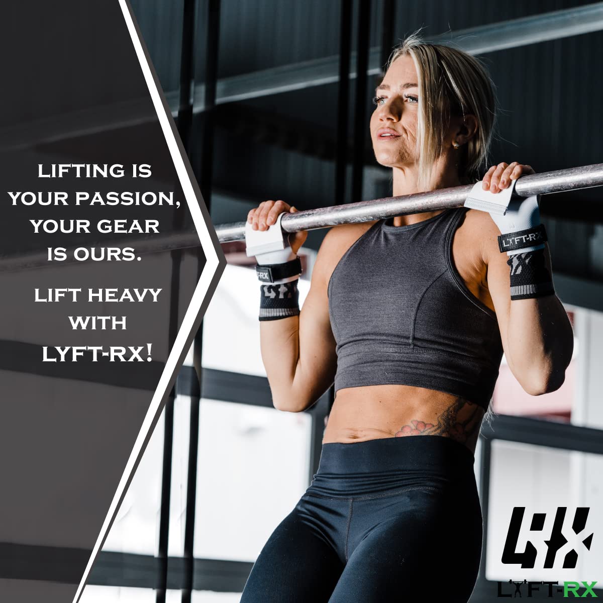 LYFT-RX Carbon Fiber Hand Grips for Weightlifting, Cross Training, Pullup, Muscle Ups - No Hole Fingerless Grip, Gymnastics Fit, Men/Women Lift Gloves, Protects Palms & Enhances Grip