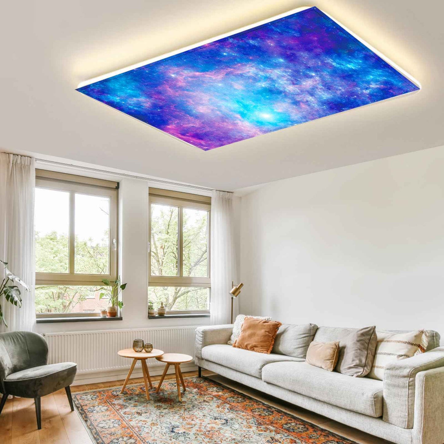 4 Pcs Fluorescent Light Covers for Ceiling Lights Classroom, Stylish Fluorescent Lampshades Classroom Light Covers Magnetic, Modern Ceiling Light Cover for Office, Home, Hospital (Purple Galaxy)