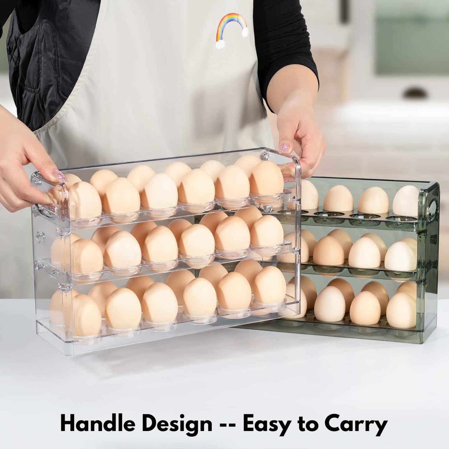 XCX Egg Holder for 36 Eggs, Egg Storage for Refrigerator, PET Egg Container for Kitchen Countertop, Egg Dispenser, Egg Tray, Clear