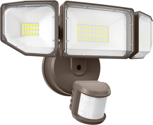 85W LED Motion Sensor Security Light - 8500LM Dusk to Dawn, 3-Head Waterproof Floodlight for Garage, Yard & Porch