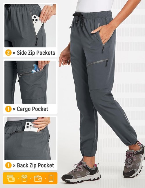 Baleaf Women's Hiking Pants - Quick Dry Lightweight Cargo Design | Water Resistant & Elastic Waist