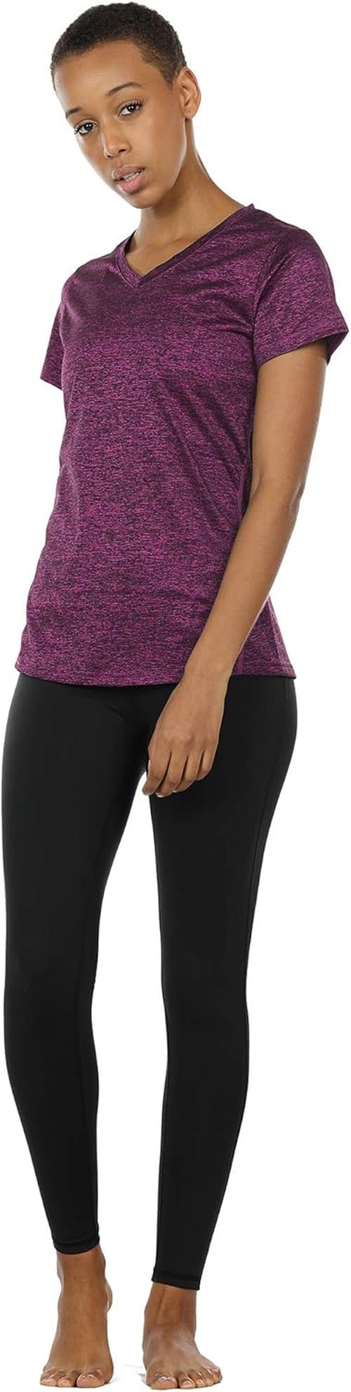 Icyzone Workout Shirts - Women's V-Neck Yoga Tops for Running & Fitness | Short Sleeve Activewear