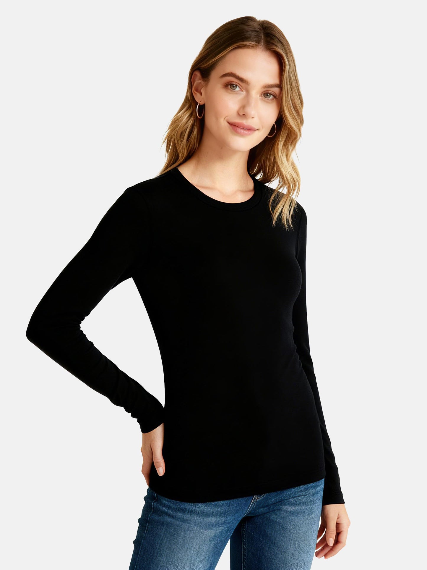 HeliosCloak 4 Pack Women's Thermal Long Sleeve Shirts Ultra Soft Double-Sided Fleece Lined Base Layer Winter Basic Underwear Tops 4SetA M