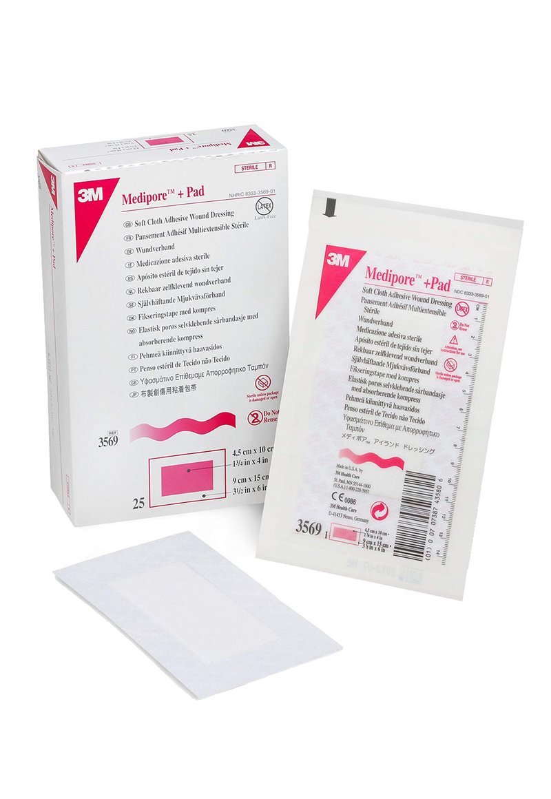 3M Medipore Adhesive Wound Dressing 3.5in x 6in - Sold by Box 25 3569
