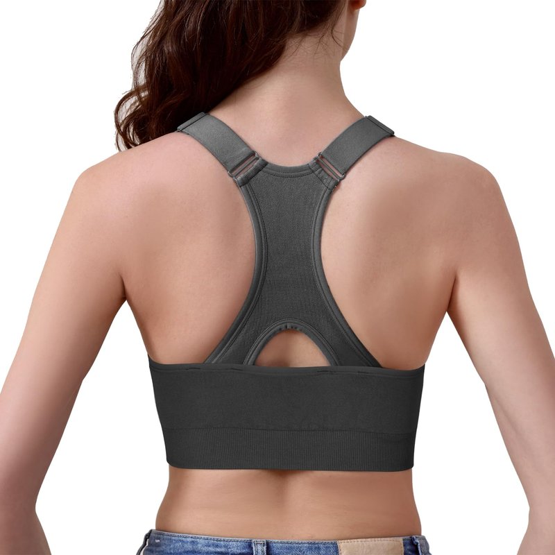 Double Couple Sports Bras for Women Adjustable Medium Impact Racerback Padded Sports Bra for Yoga Gym Fitness Workout
