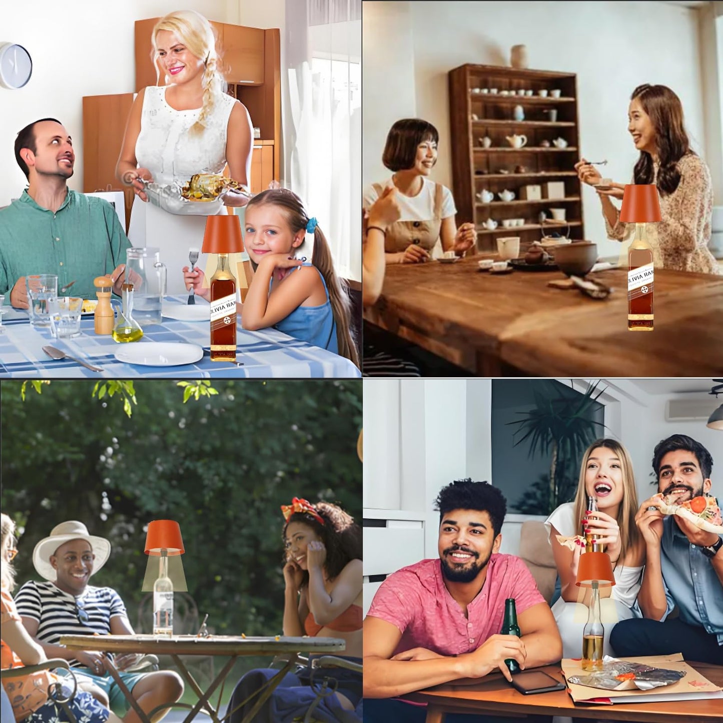 Geojec Wireless Bottle Lamp,Portable LED Wireless Bottles Lamp with 3 Modes Light Imming,Rechargeable Light Head,Touch Table Lamp for Bedroom,Decoration Lamps Student Birthday Gifts (Orange)