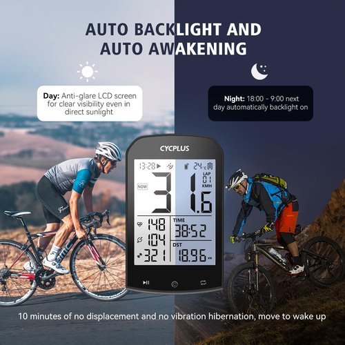 CYCPLUS Bike Computer Set Include Speed Sensor and Mount, Wireless Bicycle Speedometer Odometer, IPX6 Waterproof ANT+ Bluetooth