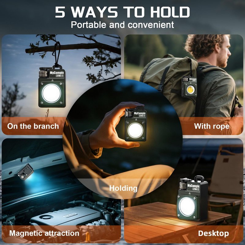 MyCampix Portable Camping Light, 3500LM Adjustable LED Camping Lantern Rechargeable with 2.5-15H Runtime&Screen, Alloy Waterproof Flashlight for Power Outages, Emergency, Hurricane(Green)