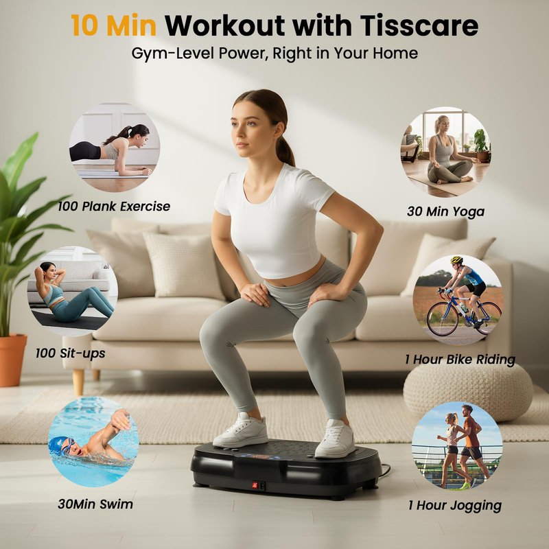 Vibration Plate Exercise Machine: TISSCARE Vibrating Plates for Weight Loss and Lymphatic Drainage, 400lbs Shake Plate Whole Body Workout Platform for Home Fitness Fat Burner Sedentary Office