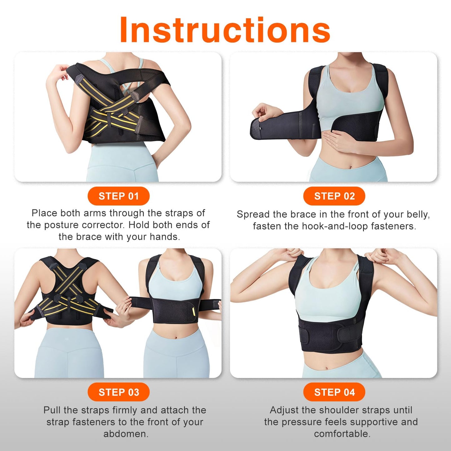 FALCOFIT Posture Corrector for Men and Women, Instant Back Straightener, Adjustable Upper Back Brace, Invisible Shoulder Brace Hunchback Corrector for Slouching, Scoliosis, Neck Pain Relief (Medium)
