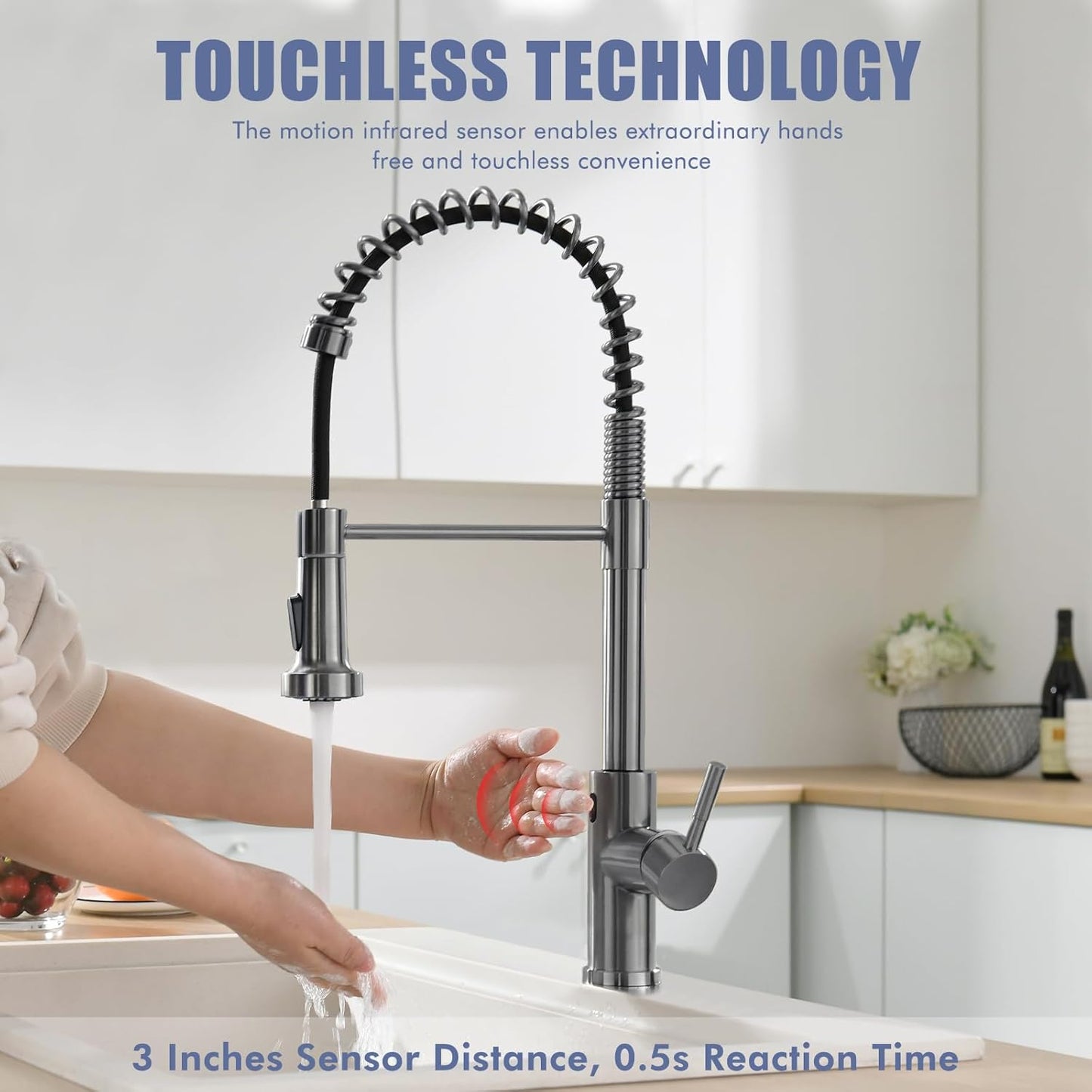 Matte Black Kitchen Faucet with Soap Dispenser - Commercial Single Handle Pull Down Sprayer
