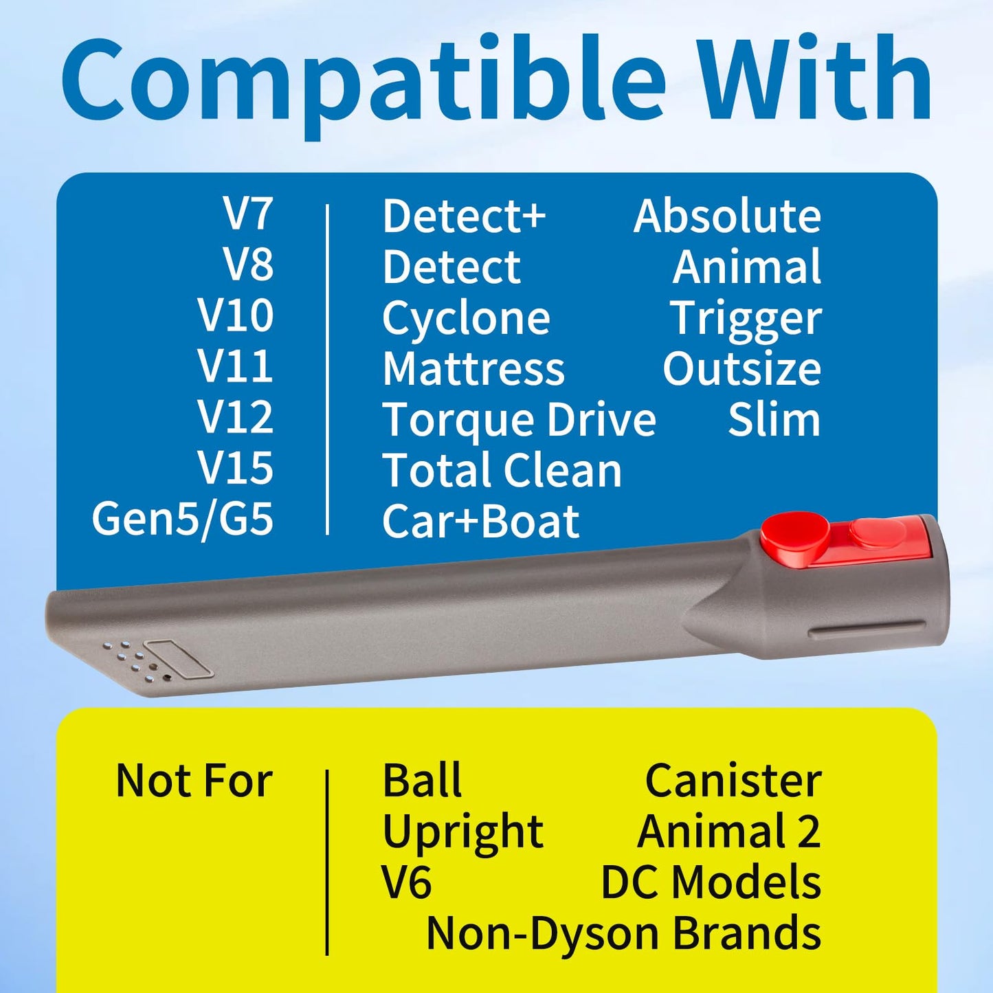 For Dyson Crevice Tool Replacement, Crevice Tool Vacuum Attachments Compatible for Dyson Gen5 G5 V7 V8 V10 V11 V15 Outsize Vacuum Cleaner Accessories. Replacement Parts for Dyson Vacuum Attachments