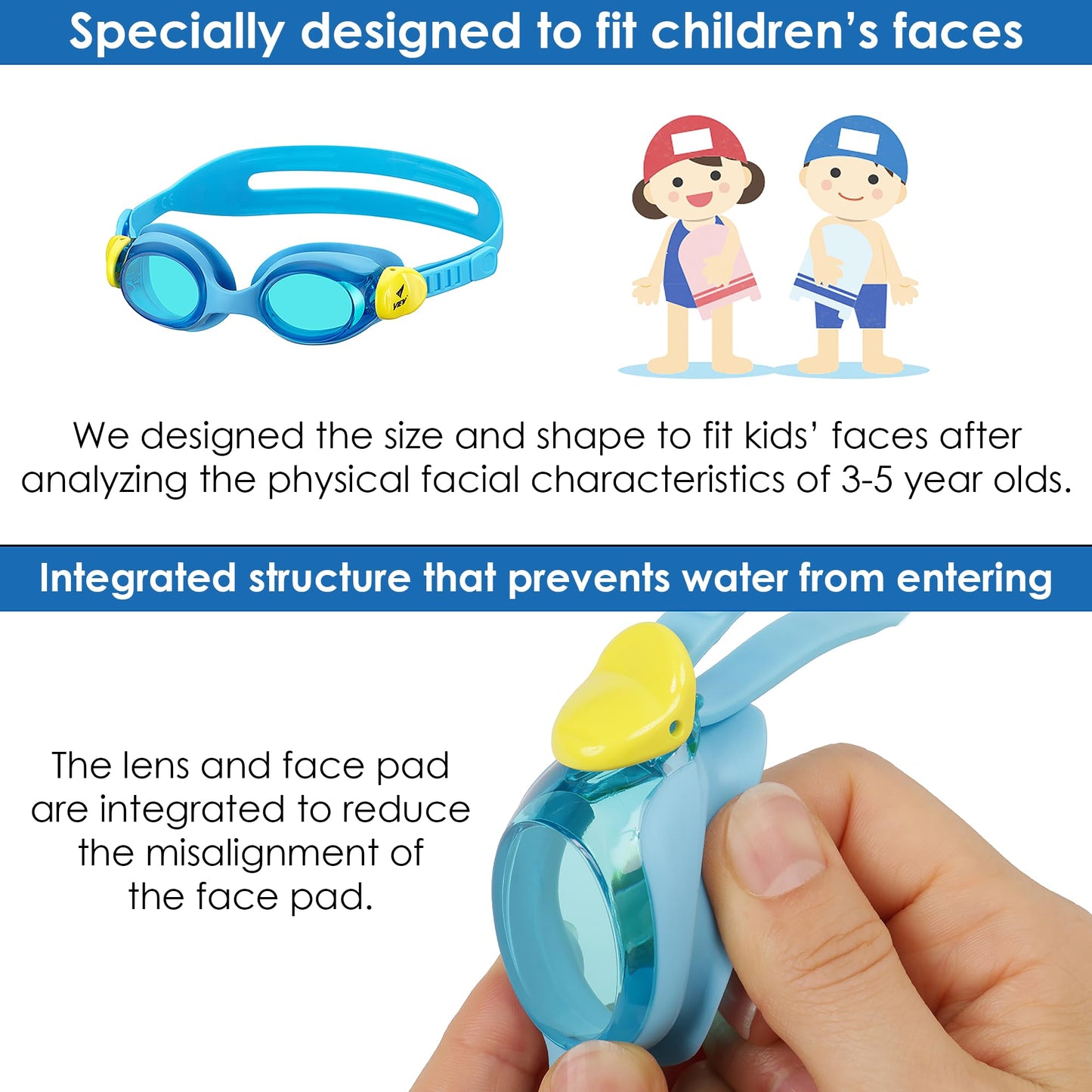 VIEW Swimming Gear V-430JA Junior Swim Goggles for Children Ages 3-5, Blue