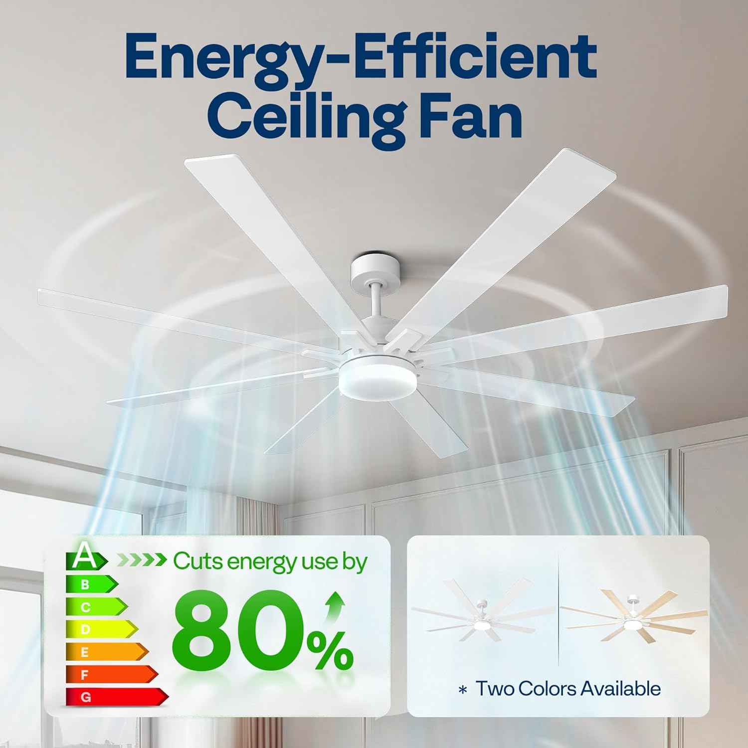 42-Inch VIVOHOME Low Profile Ceiling Fan with Lights & Remote - Dimmable, Quiet, Reversible for Bedroom & Living Room