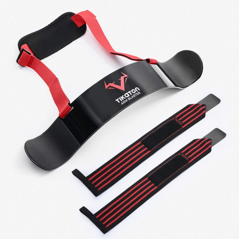 Tikaton Arm Blaster with Wrist Wraps for Biceps & Triceps, Adjustable Bicep Curl Support Isolator for Big Arms Bodybuilding & Weightlifting, Thick Aluminum Biceps Workout Equipment