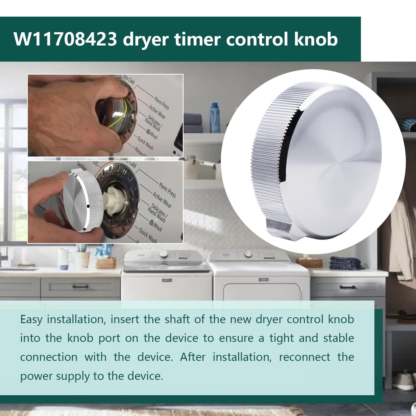 W11708423 Dryer Control Knob Fit for Whirlpool Maytag MED4500MW0 MGD4500MW1Y MED4500MW0 Dryer Timer Control Knob