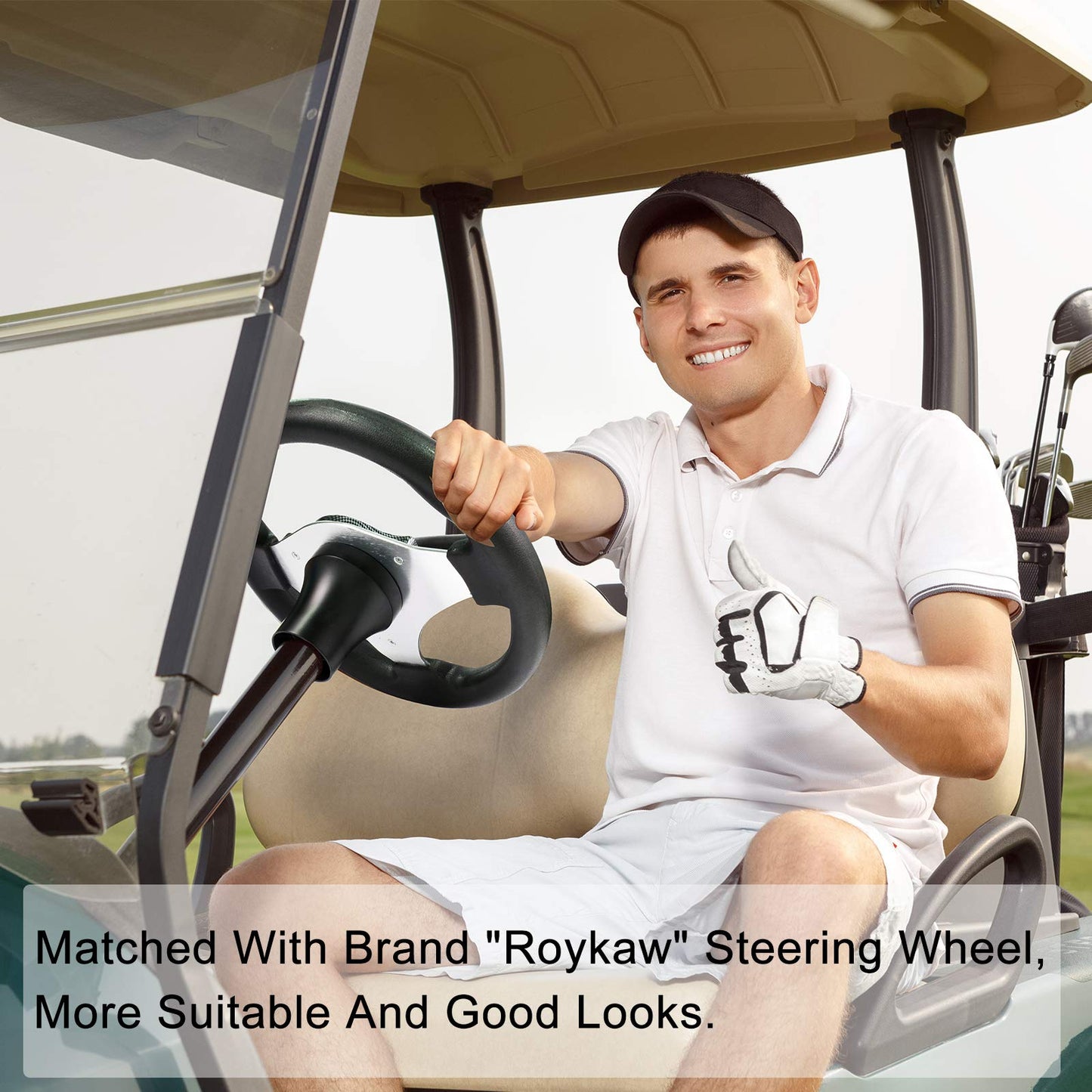 Roykaw Golf Cart Steering Wheel Hub Adapter Compatible with EZGO TXT and RXV 5 Hole or 6 Hole - Black