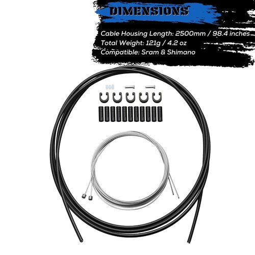 Corki Cycles Universal Bicycle Shifter Cable Housing Set for Bike Derailleus - Black