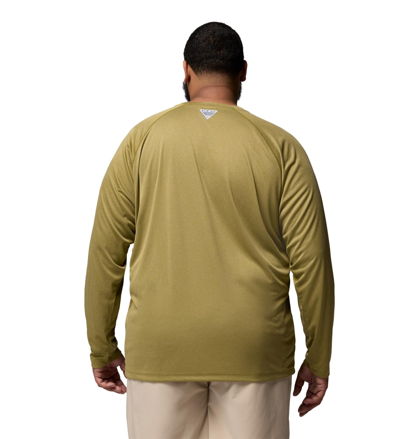 Columbia Men's PFG Terminal Tackle Long Sleeve Fishing Shirt, Grove Green Heather/Spark Orange Logo, 2X Tall