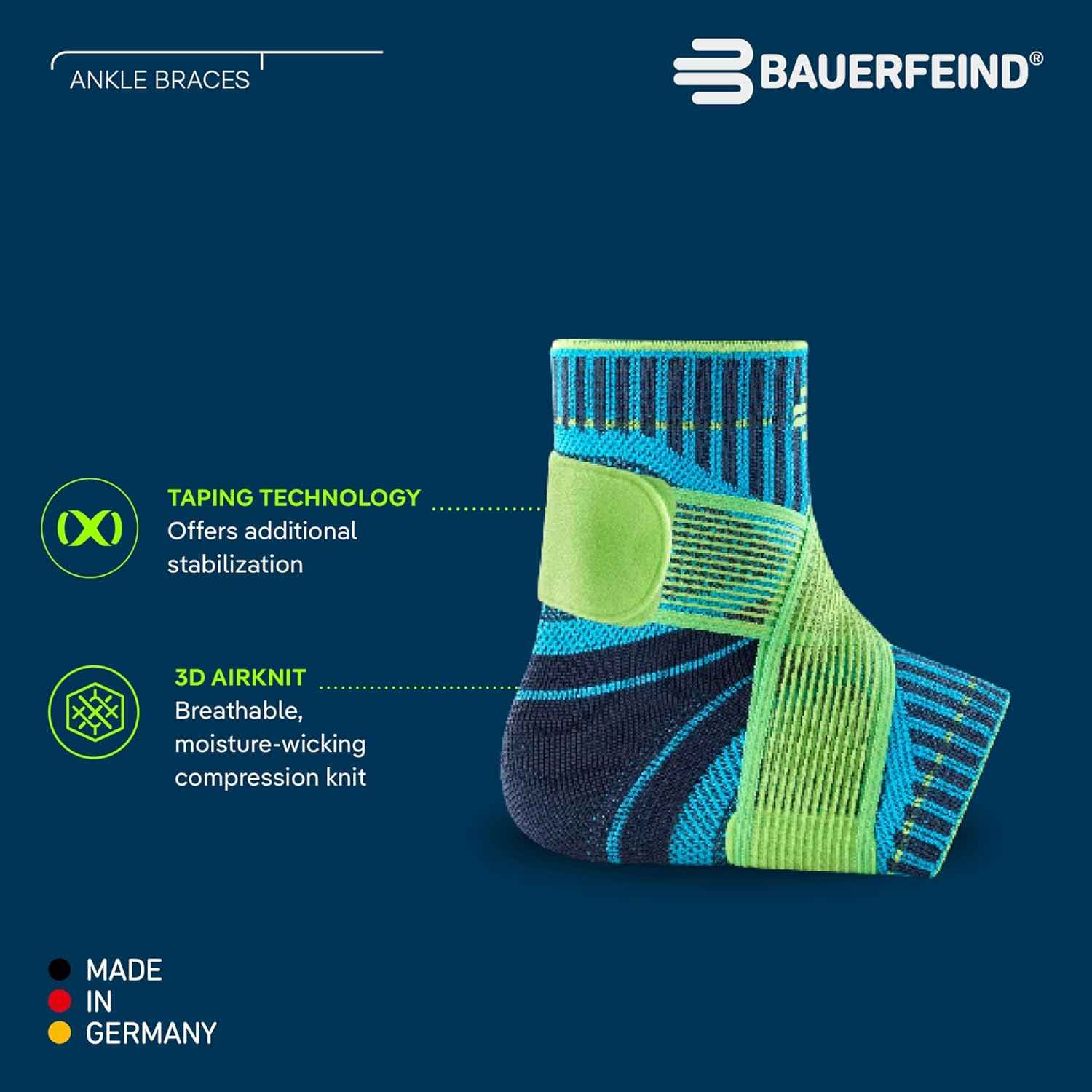 Bauerfeind Ankle Support Brace - Lightweight Compression for Stabilization & Protection