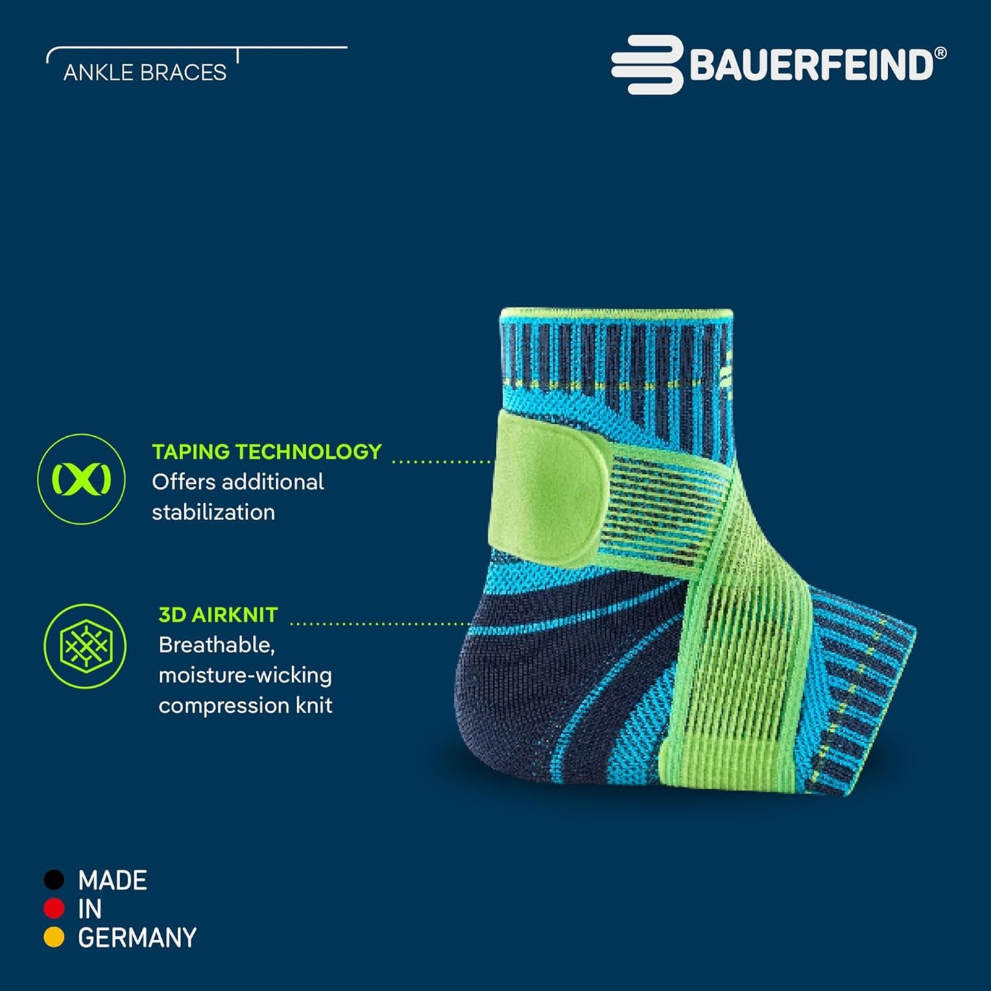 Bauerfeind Ankle Support Brace - Lightweight Compression for Stabilization & Protection