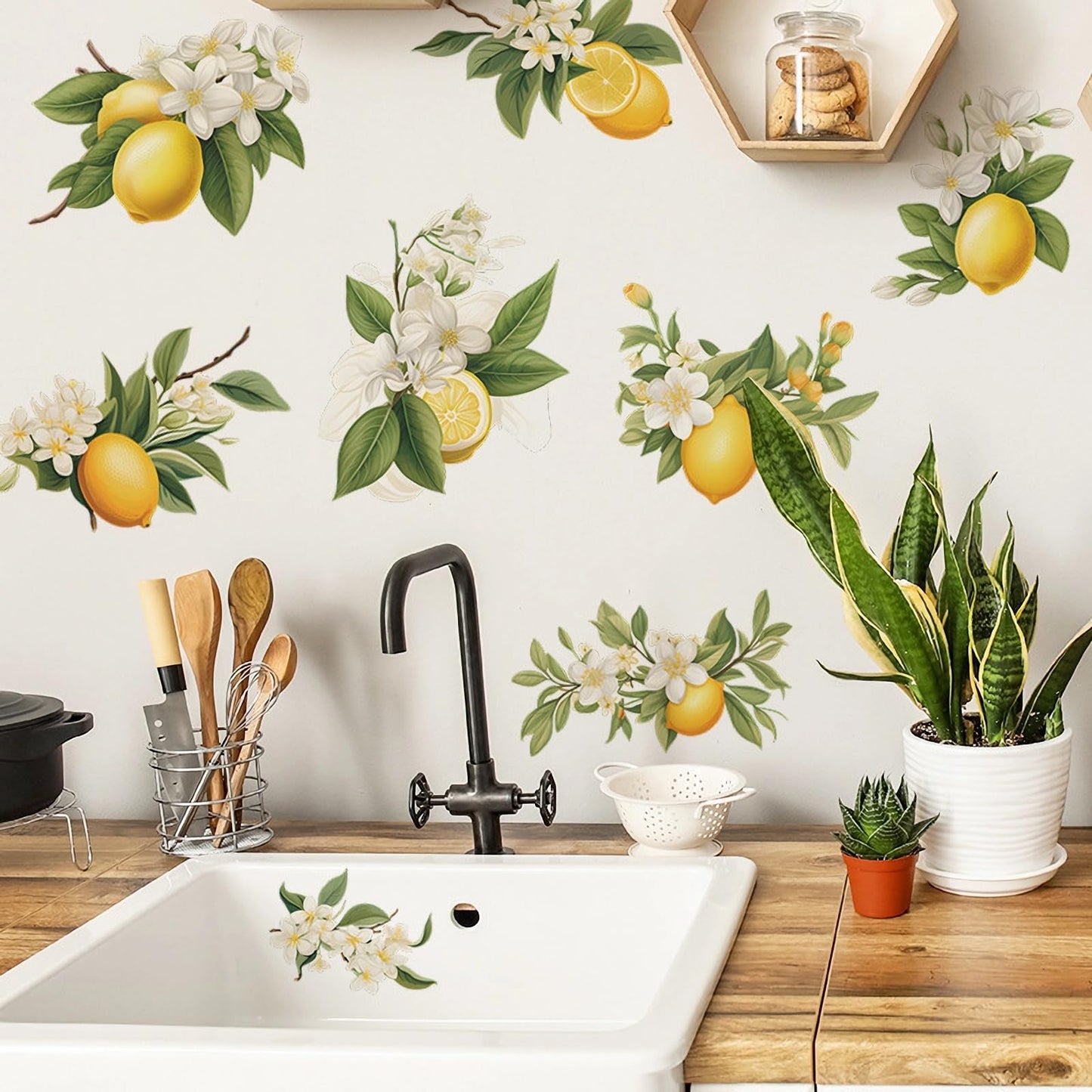 8 Pcs Lemons Wall Stickers, sacinora DIY Lemon Fruit Art Wall Decals Removable Vinyl Peel and Stick for Kitchen Dining Restaurant Bar Furniture Refrigerator Home Decor