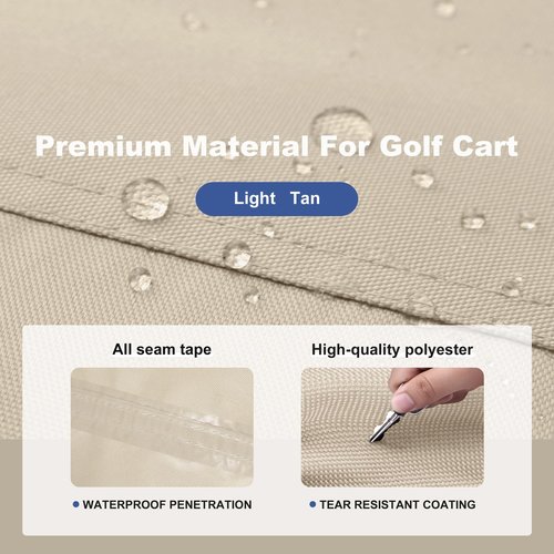 Explore Land 600D Waterproof Golf Cart Cover Fits for Most Brand 4 Passengers Car (Light Tan)