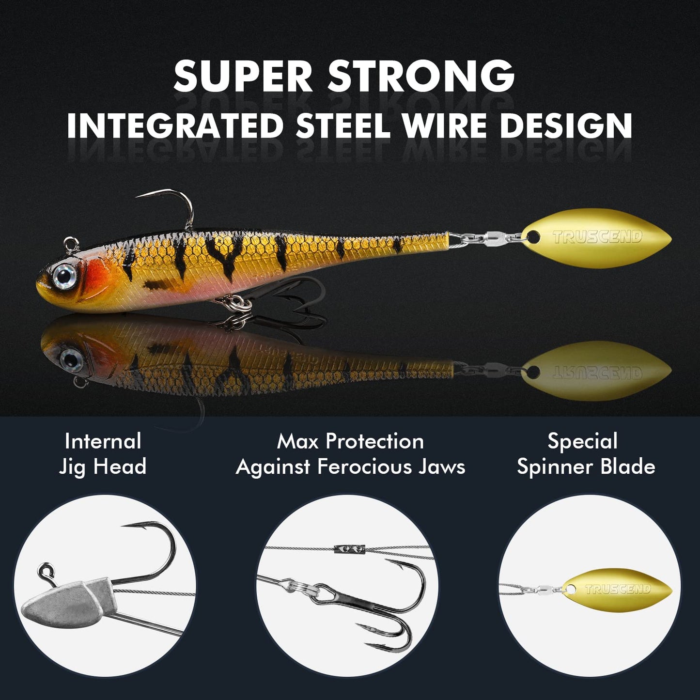 TRUSCEND Pre-Rigged Jig Head Soft Fishing Lures, Paddle Tail Swimbaits for Bass Fishing, Shad or Tadpole Lure with Spinner, Premium Fishing Bait for Saltwater Freshwater, Trout Crappie Fishing