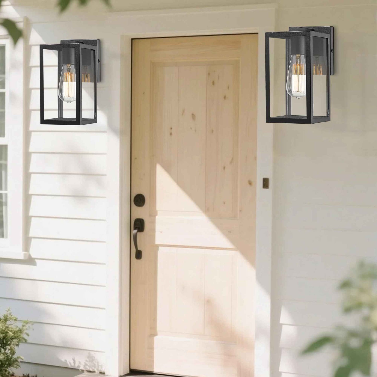 Bestshared Exterior Wall Lantern, Outdoor Wall Sconce, Patio Lighting Fixture for Porch, Home, Barn, Storefront (Black, 2 Pack)