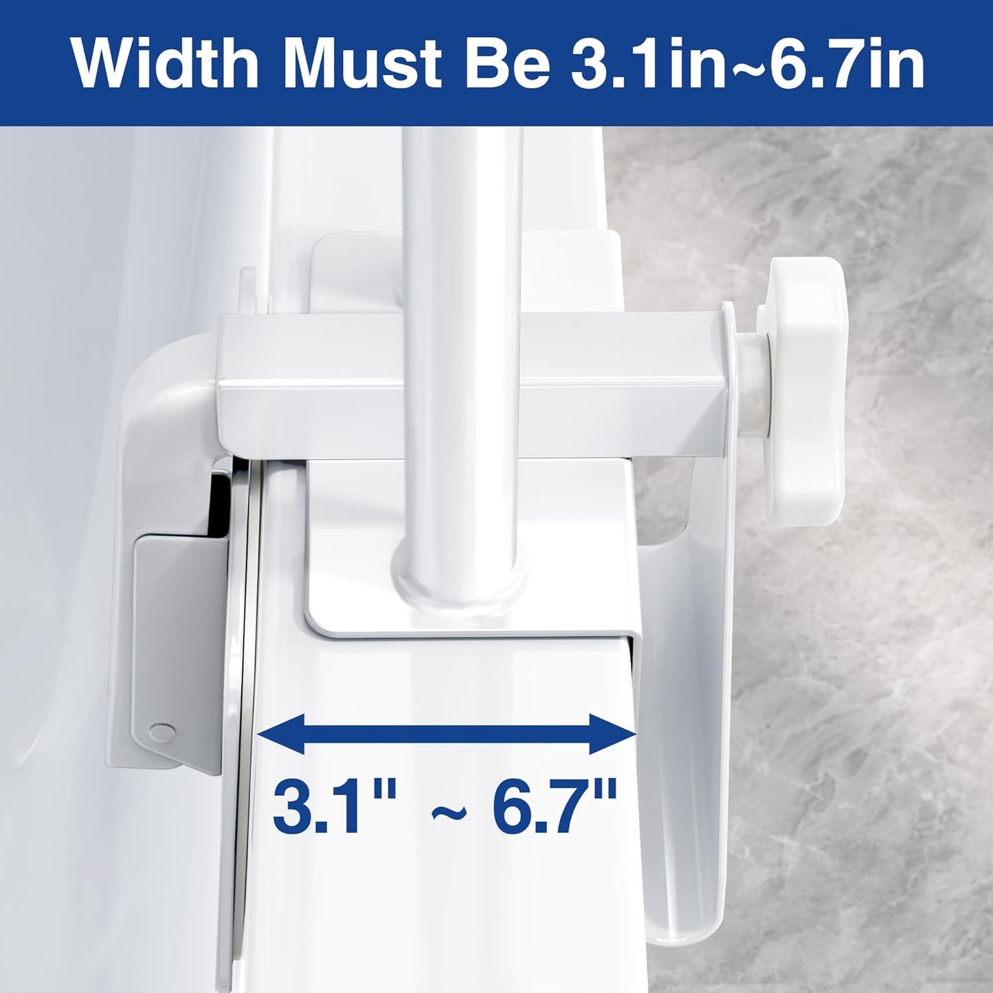 Adjustable Bathtub Safety Rail Grab Bar for Seniors & Elderly - Non-Slip Handle, 14-18 Inch Height, Supports 300 lbs