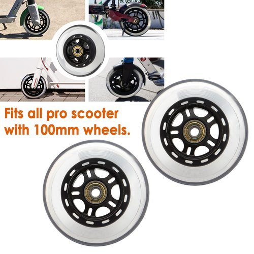 Twilight Garage Pair of 100mm Scooter Replacement Wheels Pro Stunt Scooter Wheels for Smooth Ride (Black)