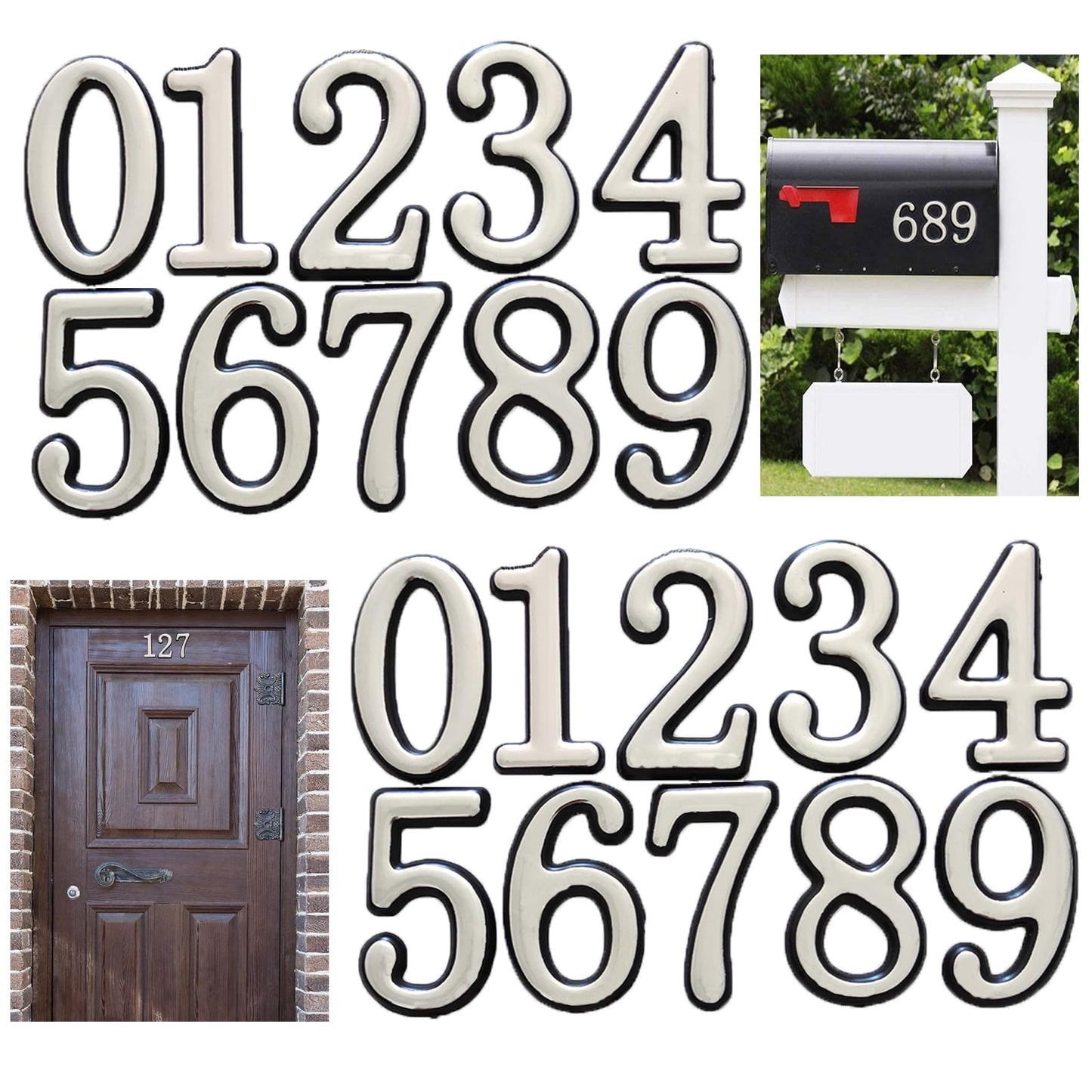 Mailbox Numbers for Outside, MONNCHA House Numbers for Mailbox 3D Self Adhesive mailbox Numbers 2 Inch Door Address Numbers Stickers for Mailbox, Apartment, House, Trash Bins - Silver