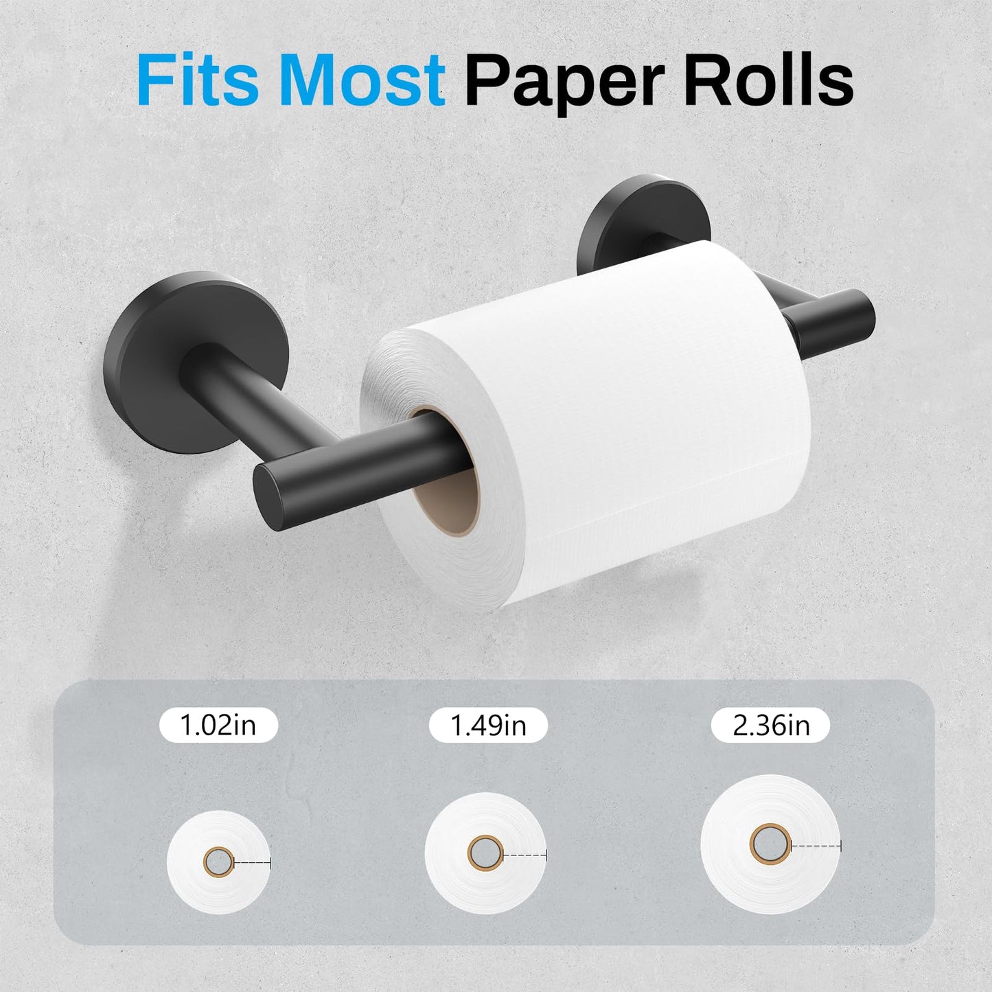 SetSail Toilet Paper Holder Wall Mount Screw-in Matte Black Bathroom Toilet Paper Roll Holders Stainless Steel Tissue Holder for Bathroom Hardware Accessories