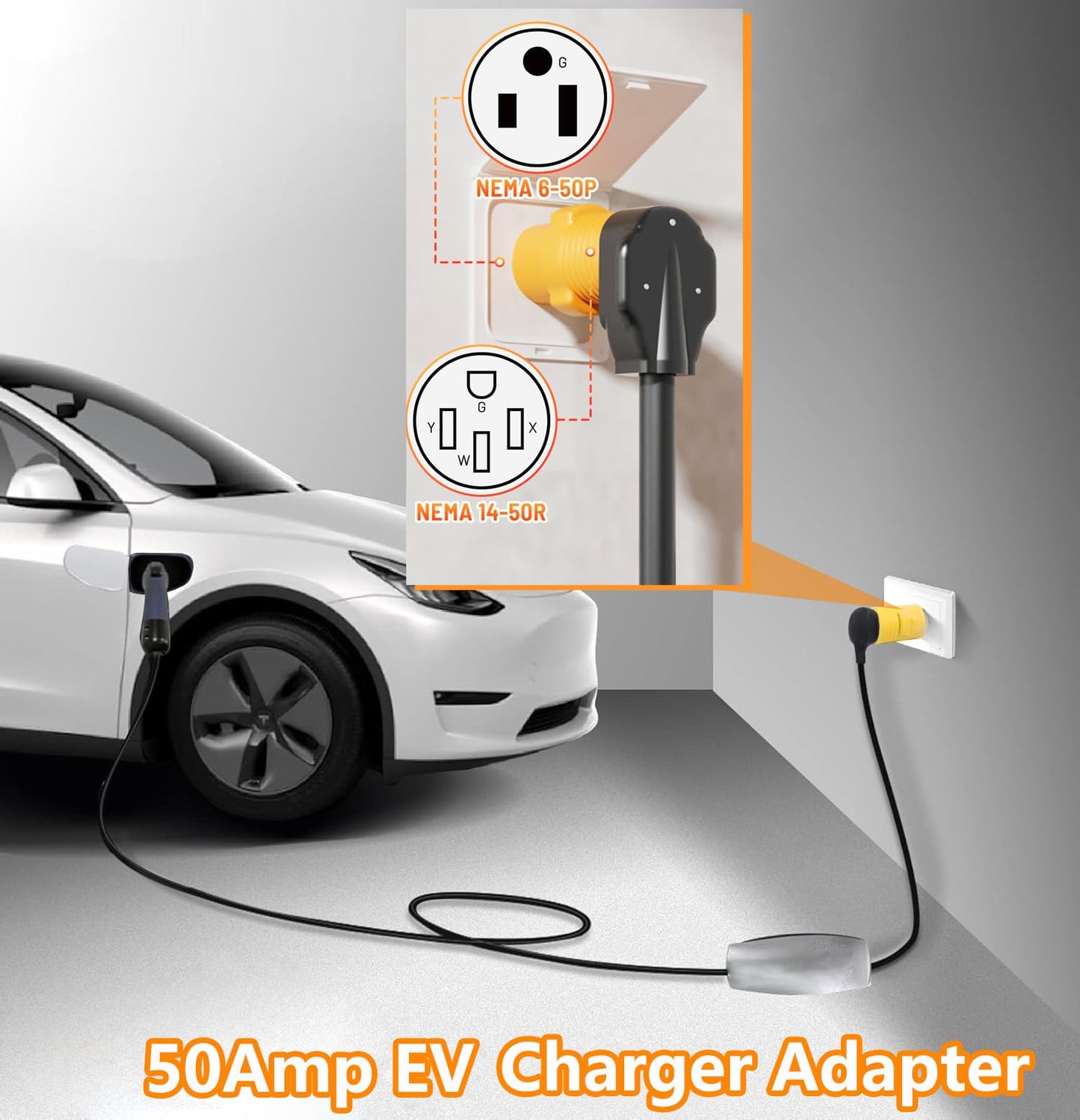 EV Charger Adapter NEMA 6-50P to 14-50R forTesla Adapter Cord, 240V 50 Amp 3 Prong Welder Plug to 4 Prong EV Charging Connector, Welder Welding Dryer EV Charger Power Cord Adapter