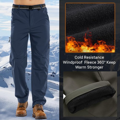 Jessie Kidden Mens Hiking Pants Water Repellent Outdoor Snow Ski Fishing Camping Walking Fleece Lined Insulated Winter Pants (6070 Blue 36)