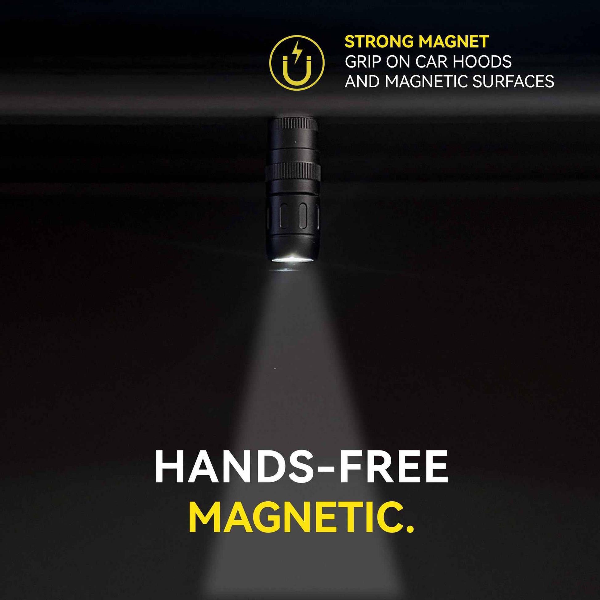 CLT Mini EDC Rechargeable Flashlight Magnetic Keychain, Snap on/off, 105 Lumen, Portable and Compact LED Keychain Flashlights - Durable Built-in Battery Ideal for Everyday Carry - Black