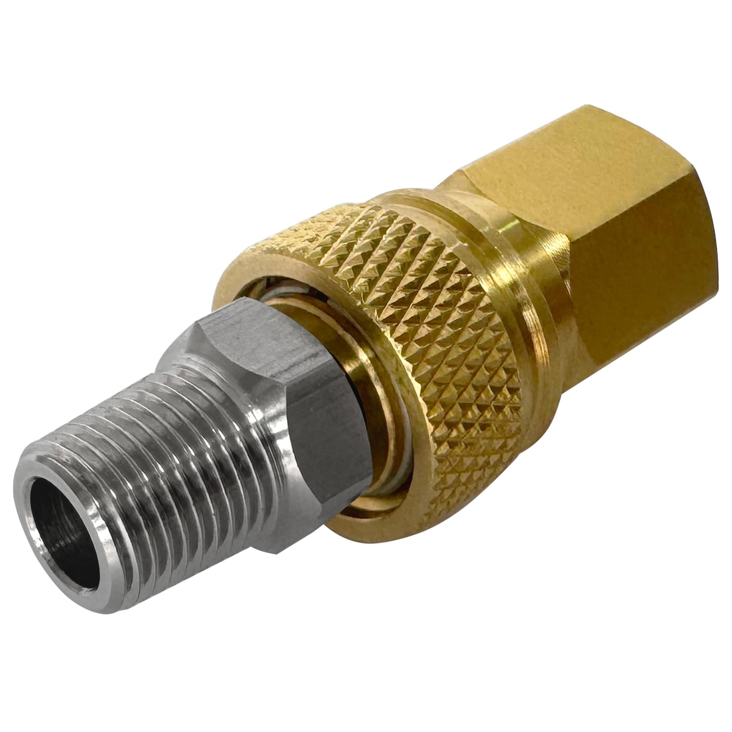 HMKUGO 1/8 NPT Female Connector and 8mm Male Plug Fill Nipple Quick-Disconnect Set, Copper - Stainless Steel - Remote Line Male & Female Set for PCP Foster Paintball Airsoft Air Gun Tool