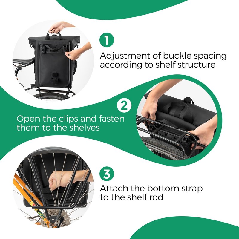 ROCKBROS Bike Panniers 18L Capacity Waterproof Bike Rack Bag Detachable Shoulder Straps with Helmet Fixing Buckle Rear Bike Rack Bag for Cycling Traveling Backpacking