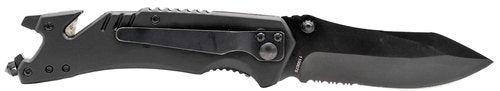 Smith & Wesson M&P 8.5in High Carbon S.S. Spring Assisted Folding Knife with 3.5in Serrated Drop Point Blade and Rubber Handle for Outdoor Survival and EDC
