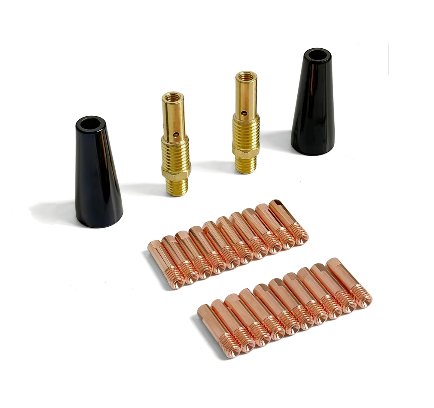 TimelyDu 24PCS Flux Core Gasless Nozzle Welding Kit Flux Core Gasless Nozzle Contact Tips Replacement MIG Welder Accessories,Compatible with Lincoln,Eastwood and more (.030" & .035")