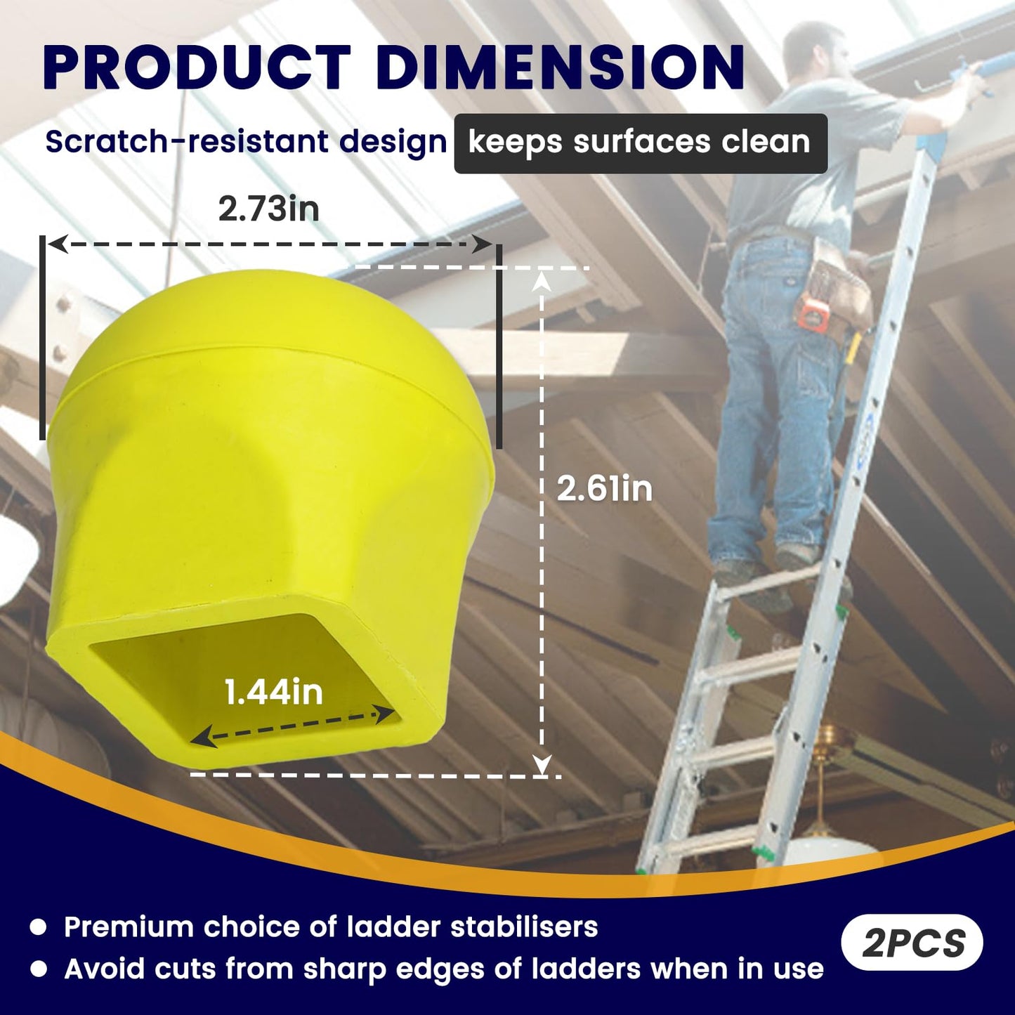 Ladder Stabilizer Bumpers for Werner Extension Ladder - Ladder Accessories with Non-Slip Protective Covers - 2 Pack Ladder Standoff End Caps Included