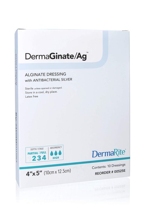 Dermarite Industries Deracinate Ag Silver Alginate, 4 X 5, 10 Count