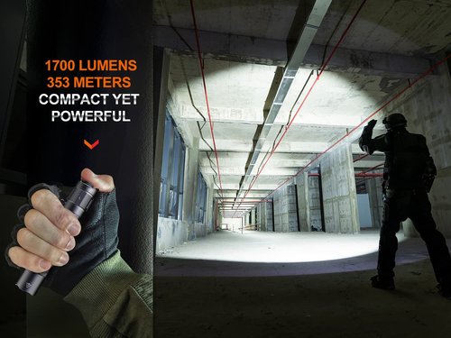 Fenix PD35R Tactical Flashlight, USB-C Rechargeable, 1700 Lumen with Organizer