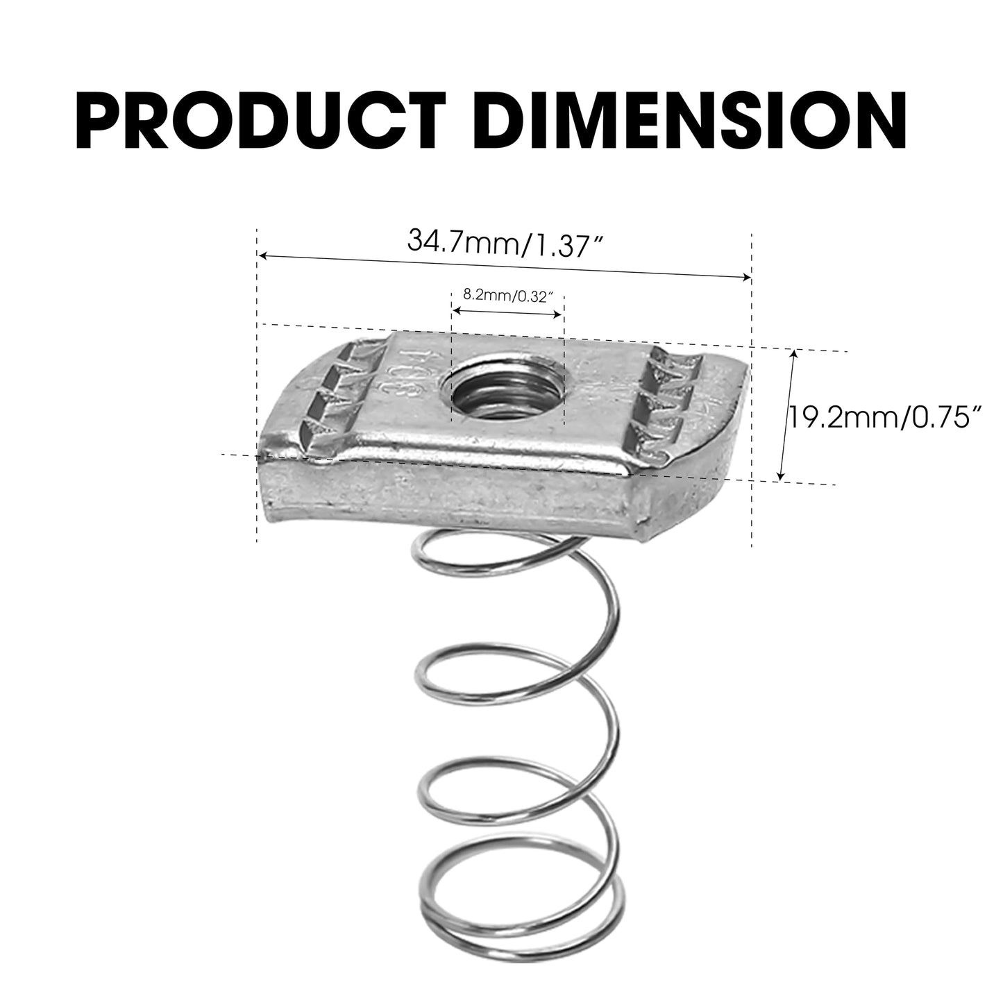 10 Pieces 3/8-16'' Standard Strut Channel Nuts Thickened Spring, Stainless Steel Hardware Accessories for Strut Channel P1008SS #4121
